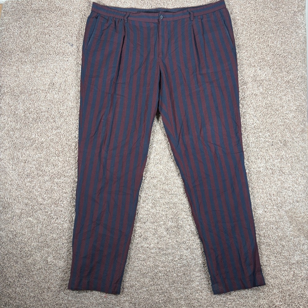 Brooks Brothers x FILA Regent Fit Seersucker Striped Pants Navy Burgundy 42x32